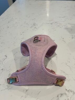 Soft Pink Pet Harness with Gold Trim